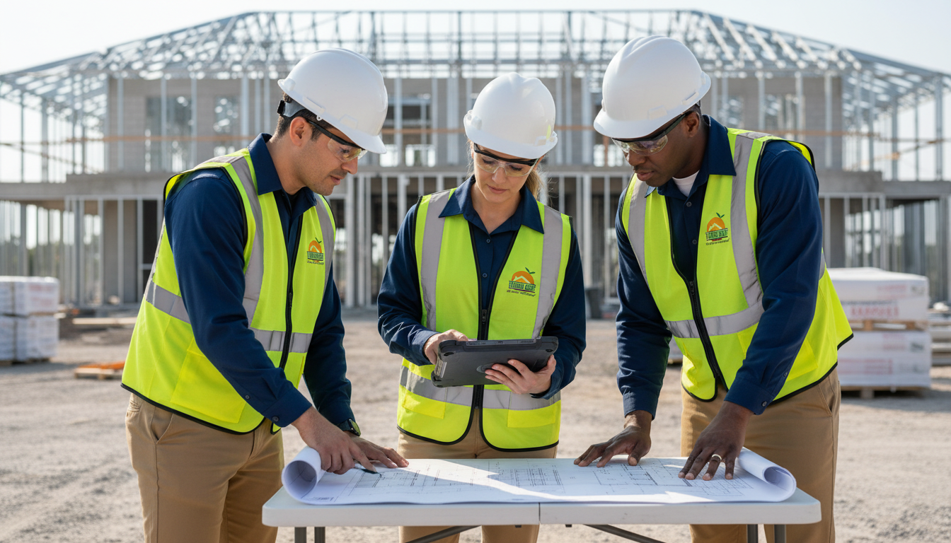 Florida Roof LLC team professionals reviewing plans